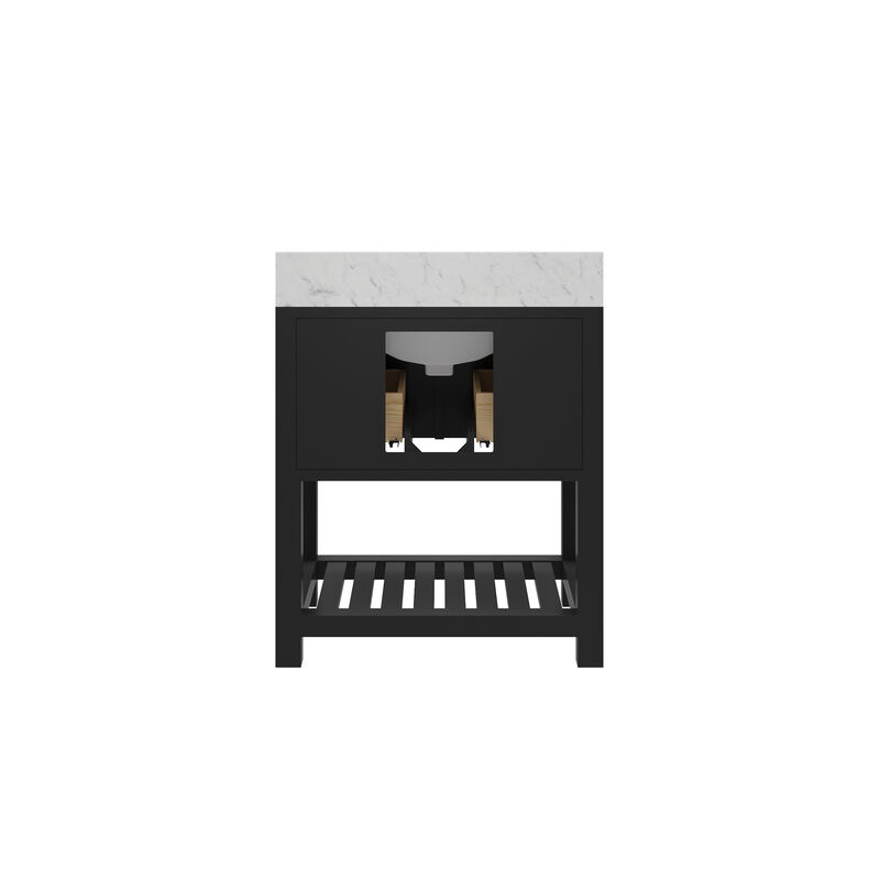 Madalyn 30 In. Single Sink Carrara White Marble Countertop Bath Vanity in Espresso