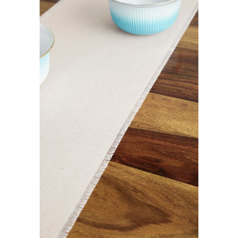Solino Home 100% Pure Linen Table Runner 18 x 90 Inch | Fringe