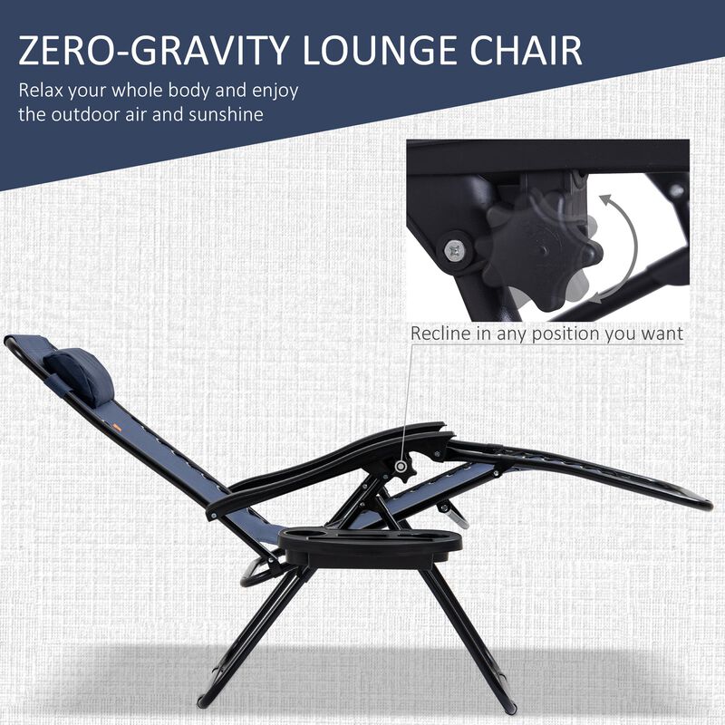 Blue Poolside Comfort: 3-Piece Zero Gravity Lounger Set with Table