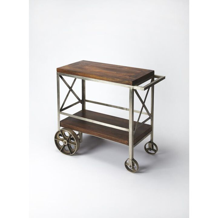 Butler Specialty Merrill Metal & Wood Bar Cart, Multi-Color