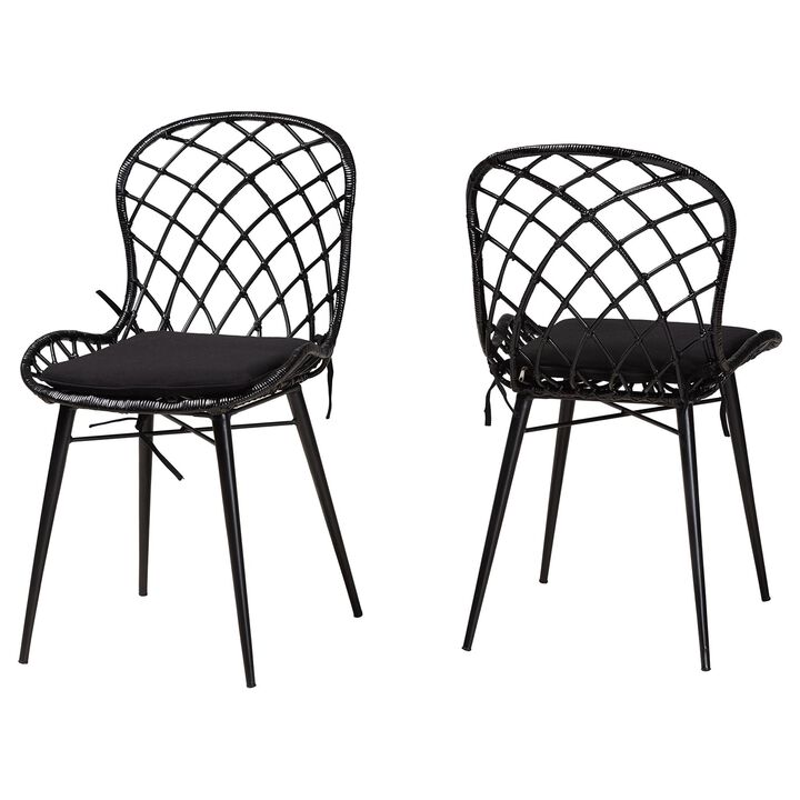 Bali & Pari Sabelle Modern Greywashed 2-Piece Dining Chair Set