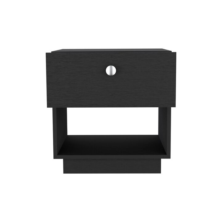 DEPOT E-SHOP Macon Single Drawer Nightstand with Open Storage Shelf