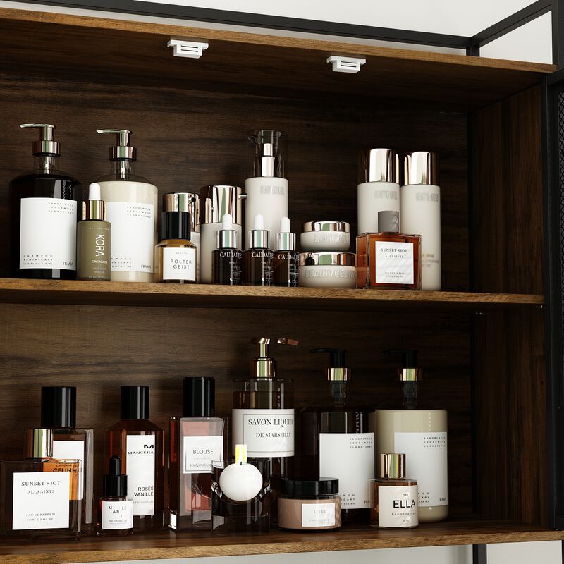 FUFU&GAGA 31.5-in x 74.8-in x 9.8-in Brown 5-Shelf Over-the-Toilet Storage