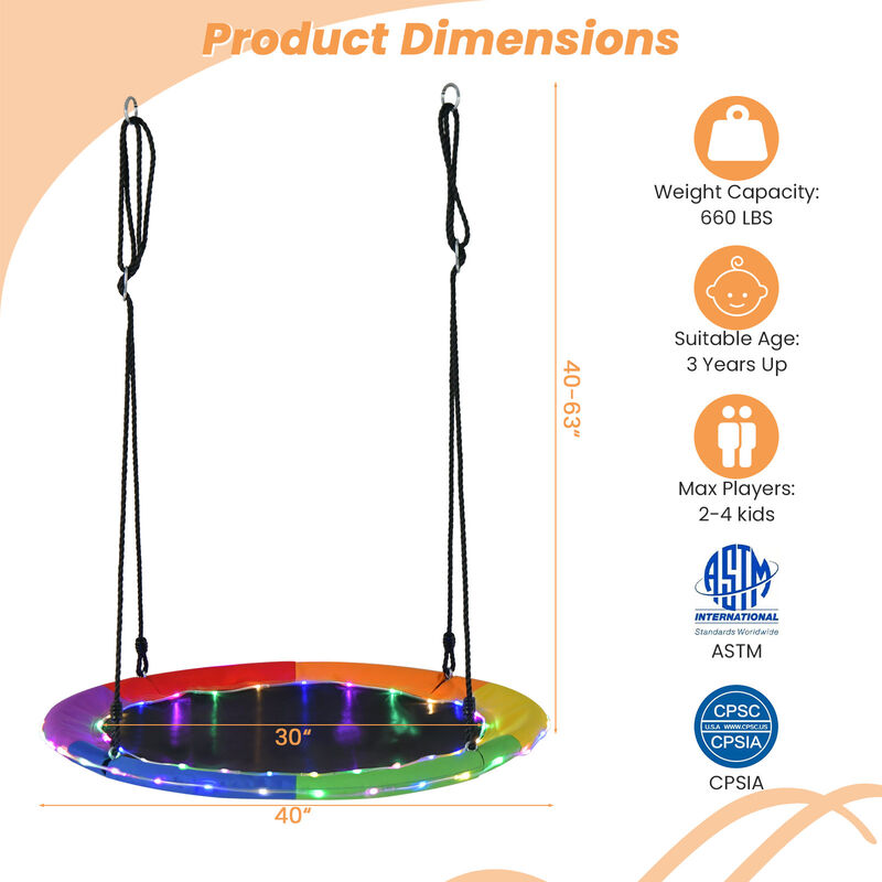 Saucer Tree Swing for Kids & Adults Outdoor Hanging Swing for Backyard Fun