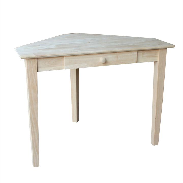 Hivvago Unfinished Wood Corner Desk Laptop Computer Writing Table with Drawer