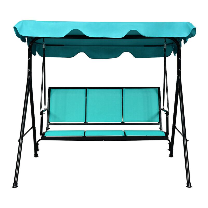3 Person Steel Frame Patio Swing with Polyester Angle and Adjustable Canopy