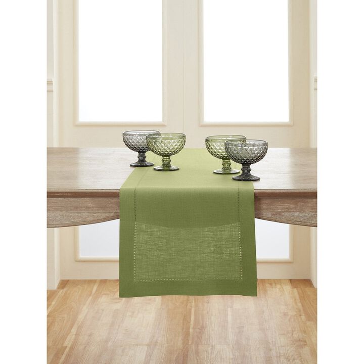 Solino Home 100% Pure Linen Table Runner | Classic Hemstitch for Thanksgiving, Christmas