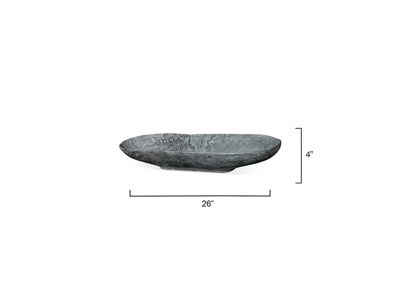 Long Oval Grey Marble Bowl