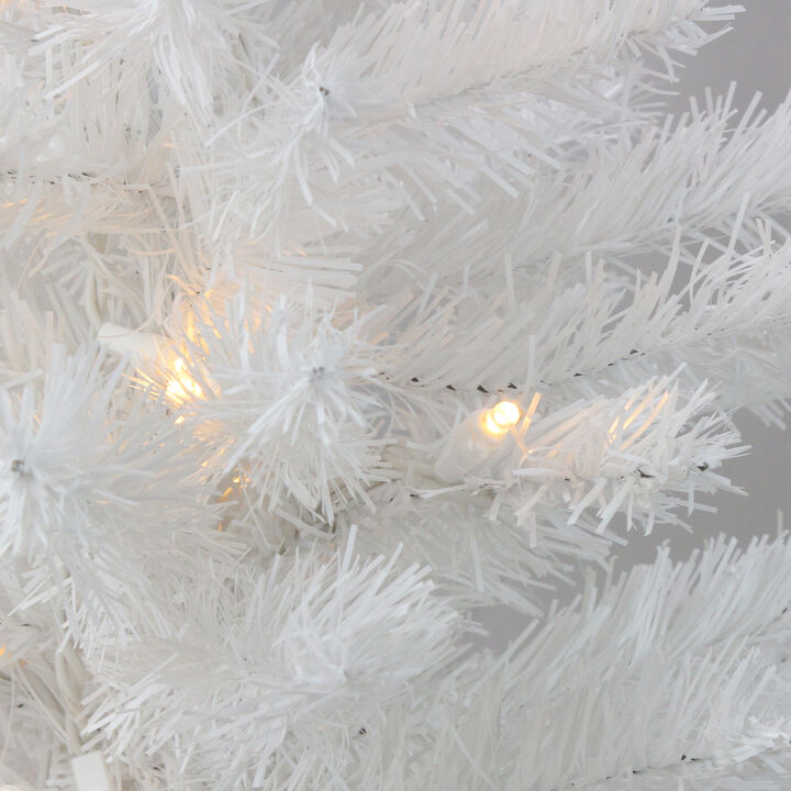 Pre-Lit Snow White Medium Artificial Christmas Tree  2 Ft - Clear LED Lights