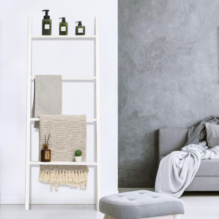 Hivvago 4-Tier Wall Leaning Ladder Shelf Stand