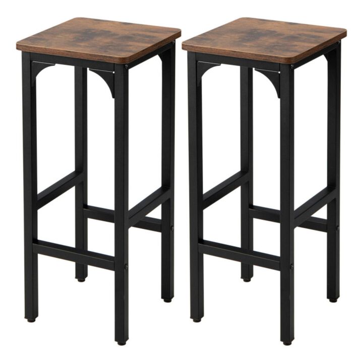 Hivvago 2 Pieces 28 Inch Dining Bar Chair Set with Footrest and Adjustable Pads