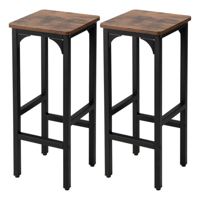 Hivvago 2 Pieces 28 Inch Dining Bar Chair Set with Footrest and Adjustable Pads