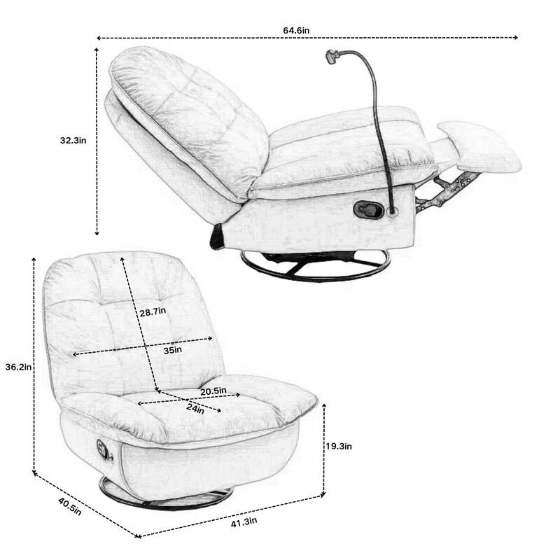 Merax Velvet Reclining Lazy Chair with Mobile Phone Holder