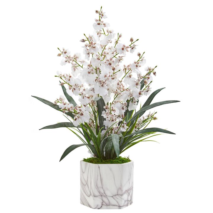Nearly Natural 22-in Dancing Lady Orchid Artificial Arrangement in Vase Nearly Natural 22-in Dancing Lady Orchid Artificial Arrangement in Vase