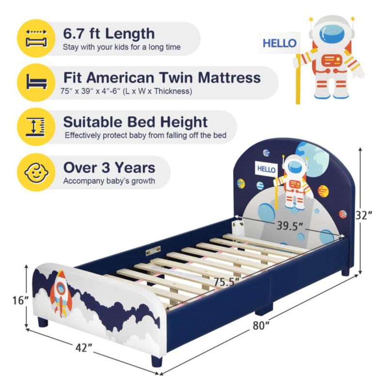 Hivvago Kids Upholstered Platform Bed with Headboard and Footboard