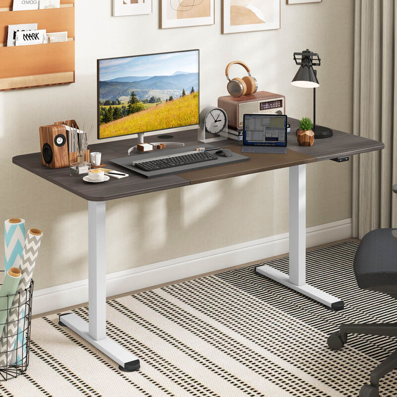 Costway Electric Height Adjustable Standing Desk, Sit to Stand Computer Workstation Home Office Desk