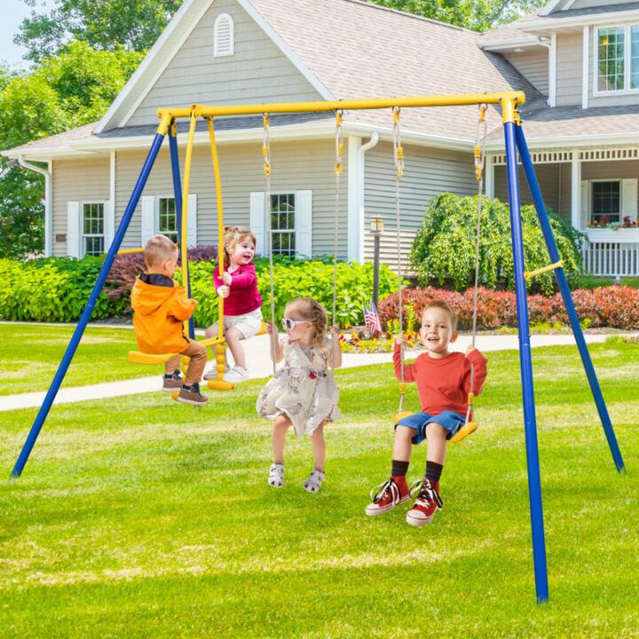 Hivvago Metal Swing Set for Backyard with 2 Swing Seats and 2 Glider Seats