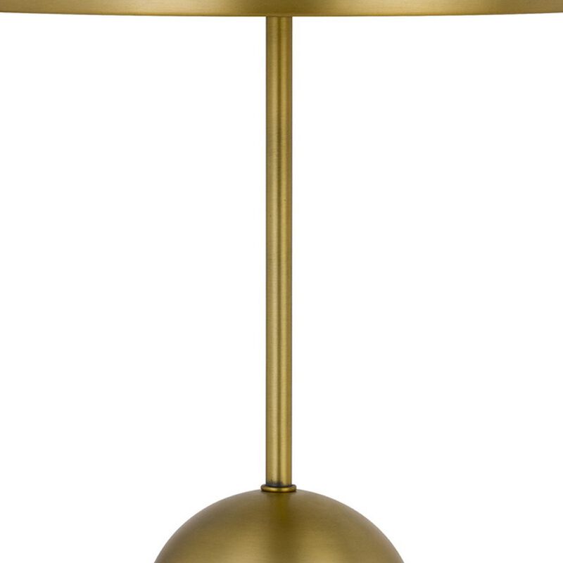 20 Inch Metal Accent Table Lamp with Dome Shade, Brass-Benzara