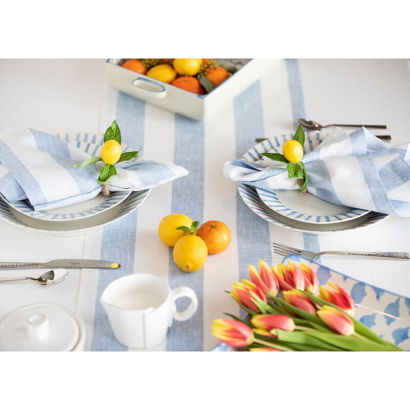 Solino Home 100% Pure Linen Dinner Napkins 20 x 20 Inch Set of 4 | Cabana Stripe