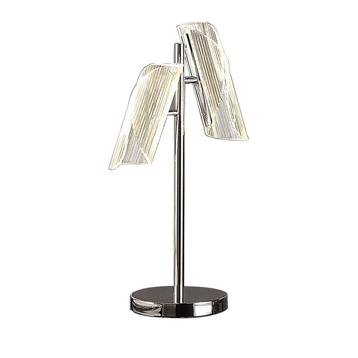 Spark 23 Inch Table Lamp, 2 Cylindrical Shades, Bright Nickel Silver Finish - Benzara