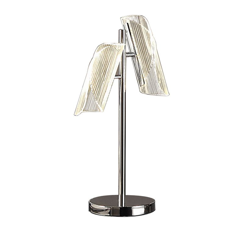 Spark 23 Inch Table Lamp, 2 Cylindrical Shades, Bright Nickel Silver Finish - Benzara