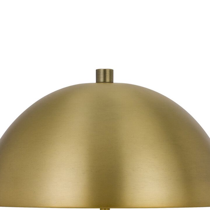 20 Inch Metal Accent Table Lamp with Dome Shade, Brass-Benzara