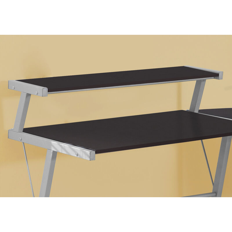 Monarch Specialties I 7171 Computer Desk, Home Office, Corner, L Shape, Work, Laptop, Metal, Laminate, Brown, Grey, Contemporary, Modern