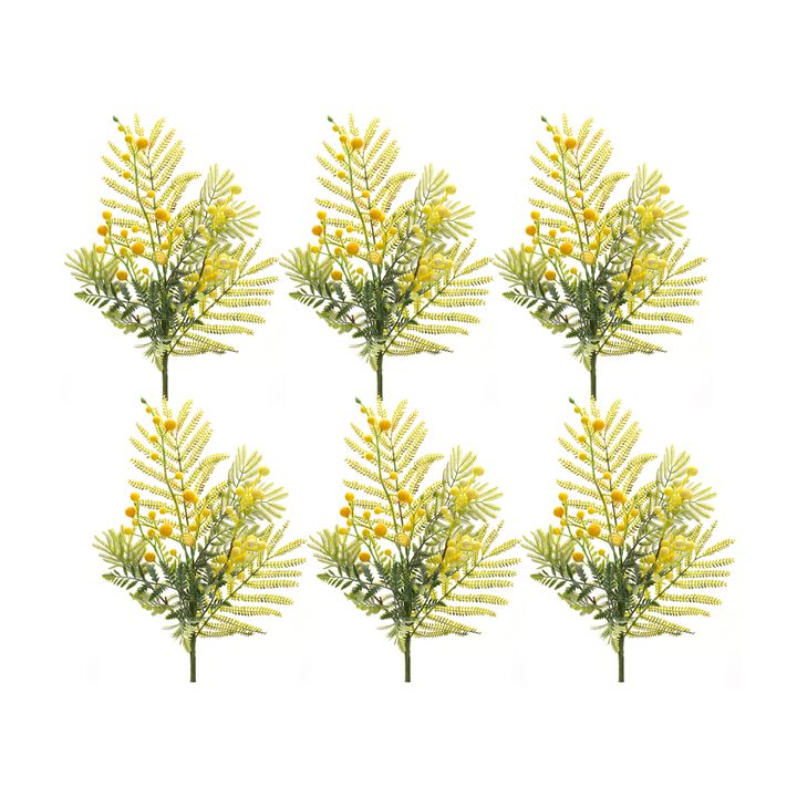 Mimosa Leaf Berry Spray for Elegant Home Décor and Seasonal Floral Arrangements (Set of 6)