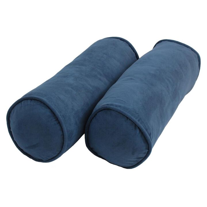 Blazing Needles 20-inch by 8-inch Double-corded Solid Microsuede Bolster Pillows with Inserts (Set of 2)  9814-CD-S2-MS-IN