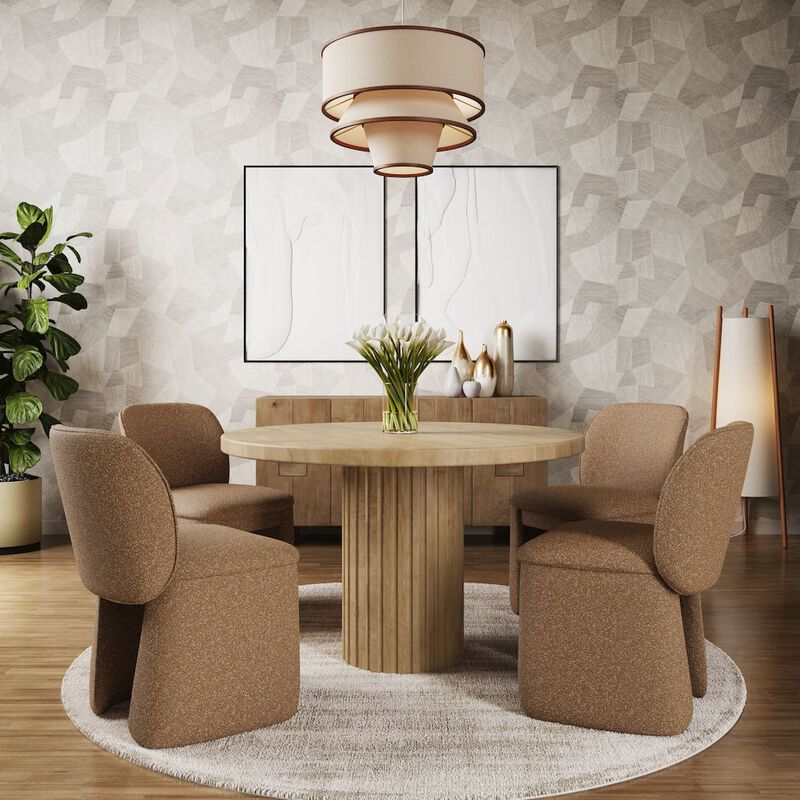 Jofran Breck Mid-Century Modern Curved Upholstered Dining Chair - Set of 2