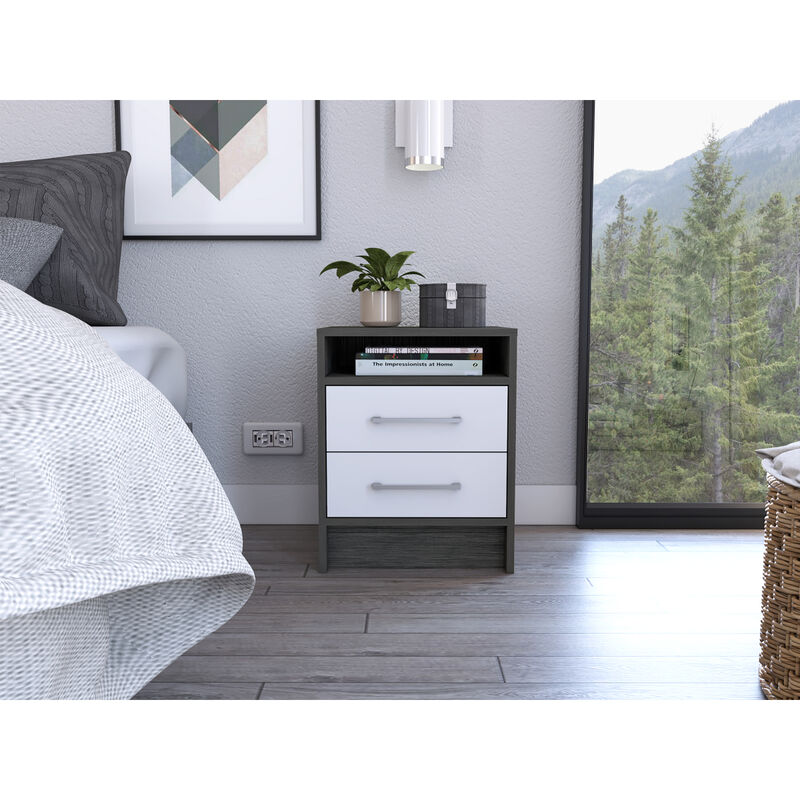 Streamdale Rowley 2-Drawer 1-Shelf Rectangle Nightstand Smokey Oak