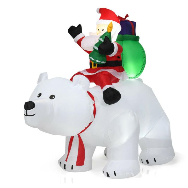Hivvago 6.5 Feet Christmas Inflatable Santa Riding Polar Bear with Shaking Head LED Lights Hivvago 6.5 Feet Christmas Inflatable Santa Riding Polar Bear with Shaking Head LED Lights