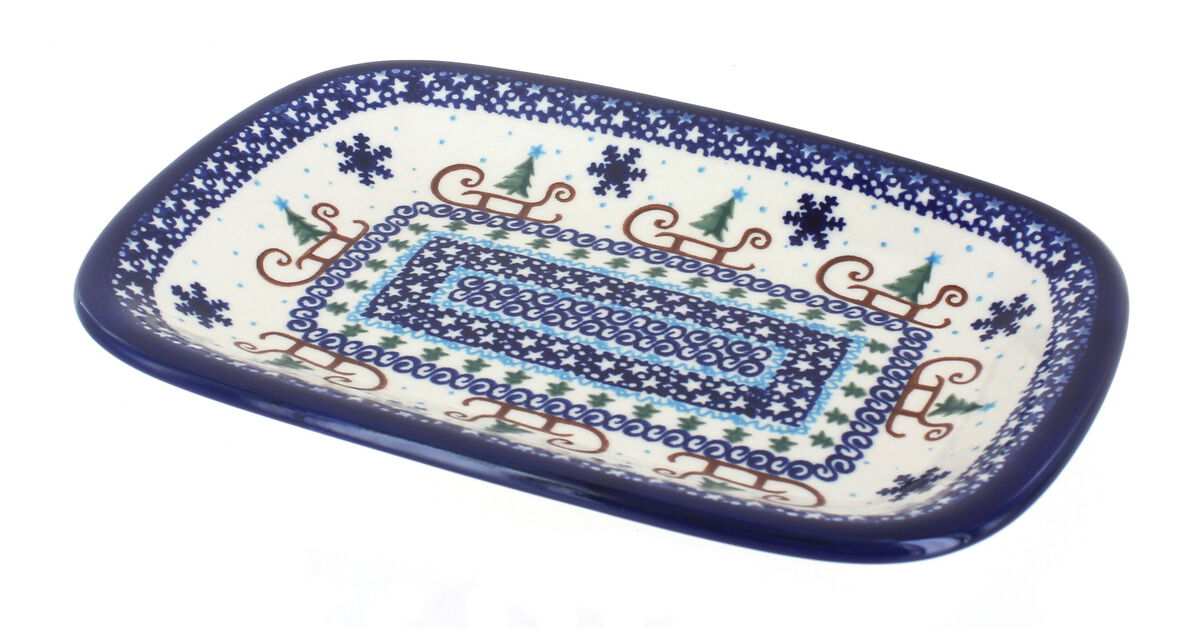 Blue Rose Polish Pottery Sierra Small Rectangular Serving Platter