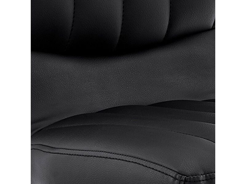 21 Inch Metal and Leatherette Swivel Bar Stool, Black - Benzara
