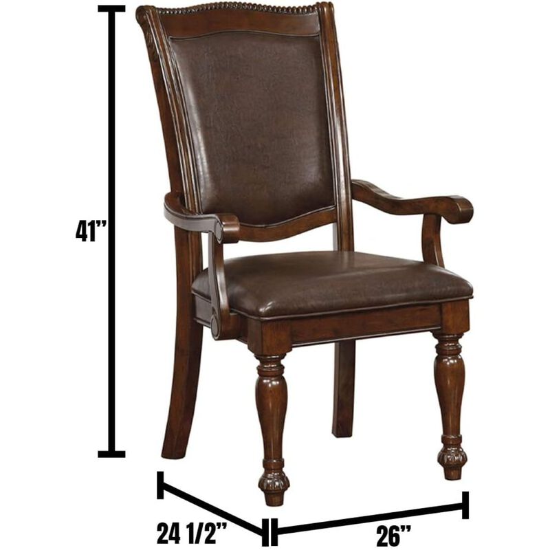 Cherry Wood Dining Chairs Set Of 2 - Traditional Style