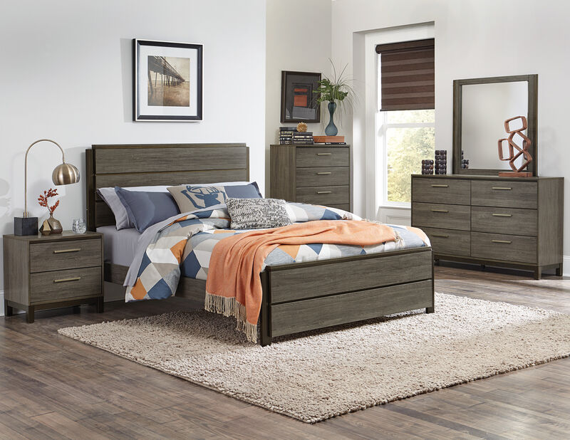 Streamdale Modern Two-Tone Nightstand with Bar Pulls