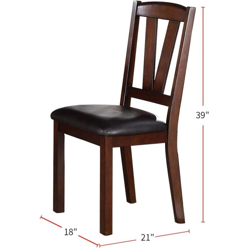 Dark Walnut Wood Framed Back Set Of 2 Dining Chairs Breakfast Kitchen Cushion Seats