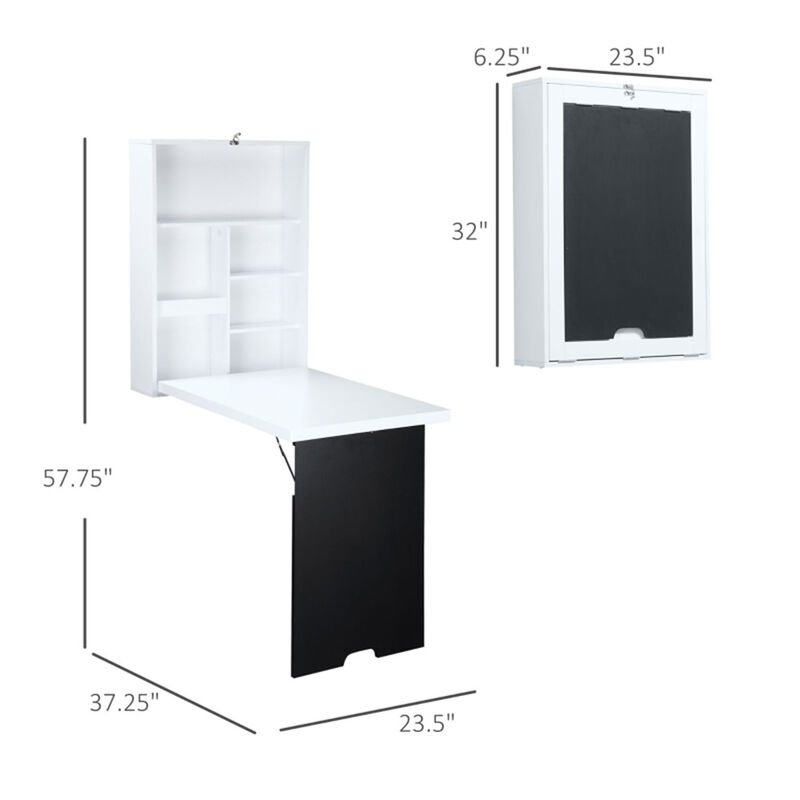Wall-Mounted Work Desk Cabinet with Fold-Down Table