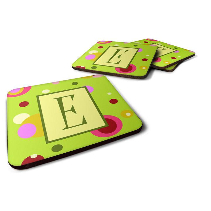 Caroline's Treasures CJ1010-EFC Monogram-Green Foam Coasters (Set of 4), Initial Letter E, 3.5 H x 3.5 W, Multicolor