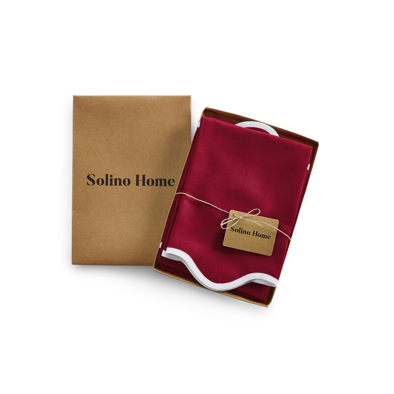 Solino Home 100% Pure Linen Cloth Napkins  20 Inch Round Set of 4 | Giselle Scallop Edge Dinner Napkins
