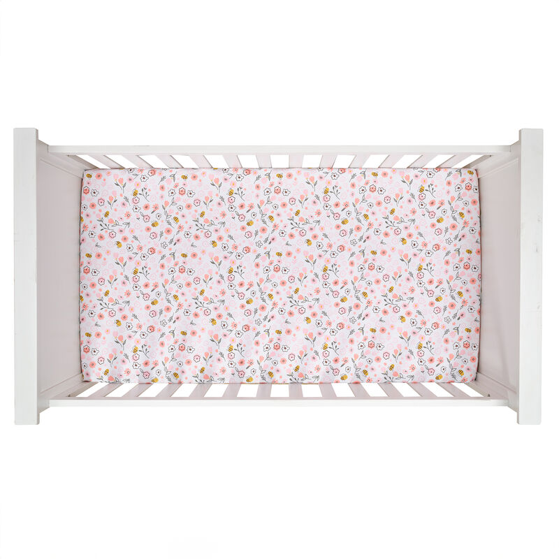 Lambs & Ivy Little Garden 3-Piece Embroidered Floral Baby Crib Bedding Set