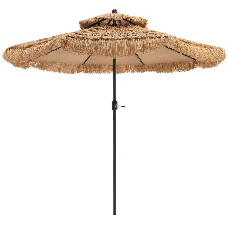 9-Foot Thatched Tiki Umbrella with 8 Sturdy Ribs for Backyard and Patio