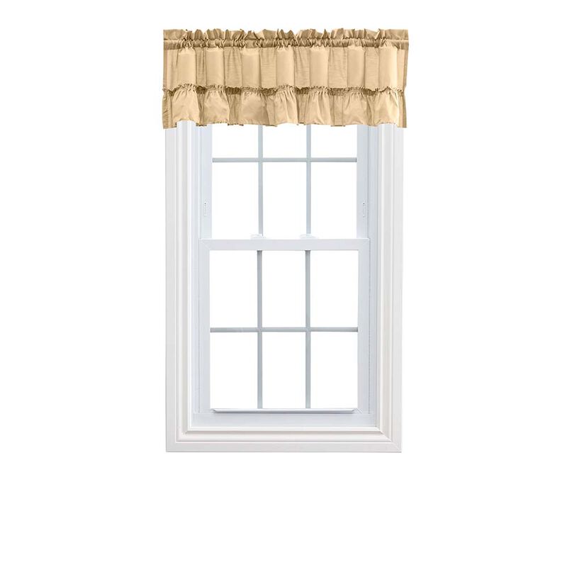 Ellis Stacey Solid Color Window 1.5" Rod Pocket High Quality Fabric Ruffled Filler Valance 54"x13" Almond