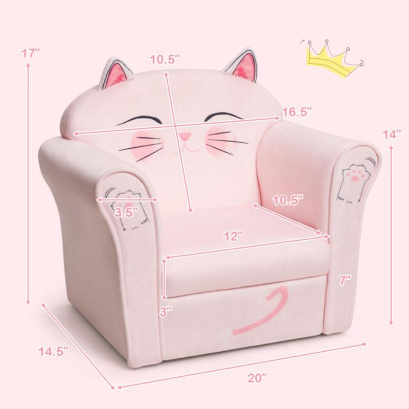 Hivvago Kids Upholstered Cat Armrest Couch Sofa with Linen Fabric