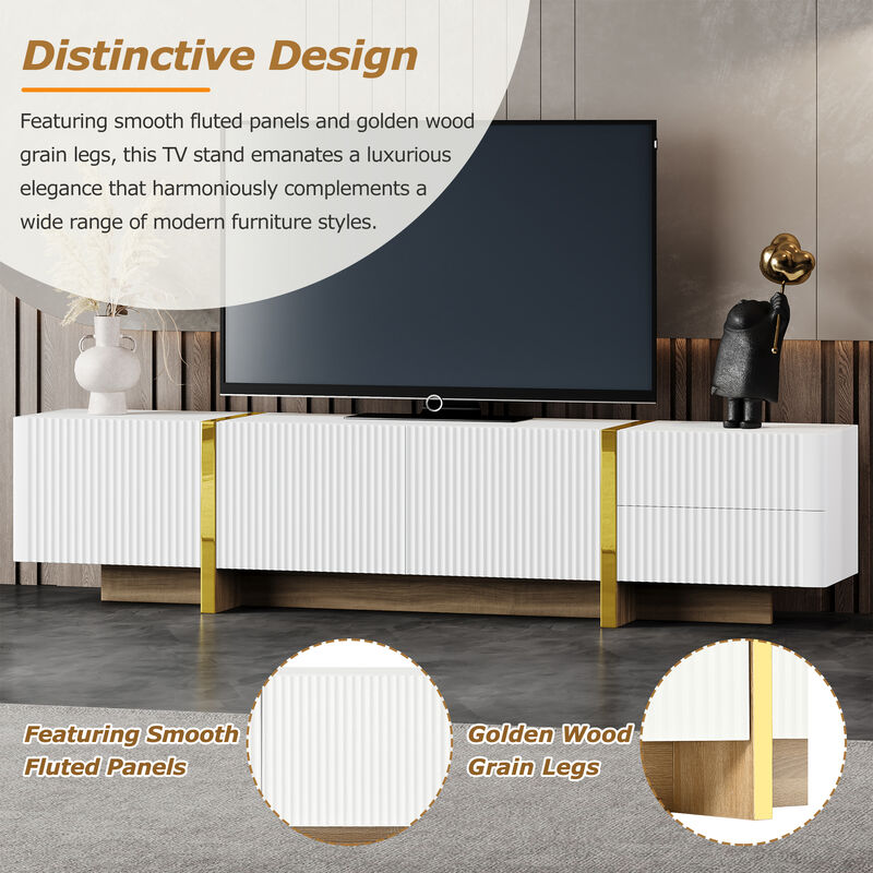 Merax Luxury Fluted Storage Cabinet TV Stand
