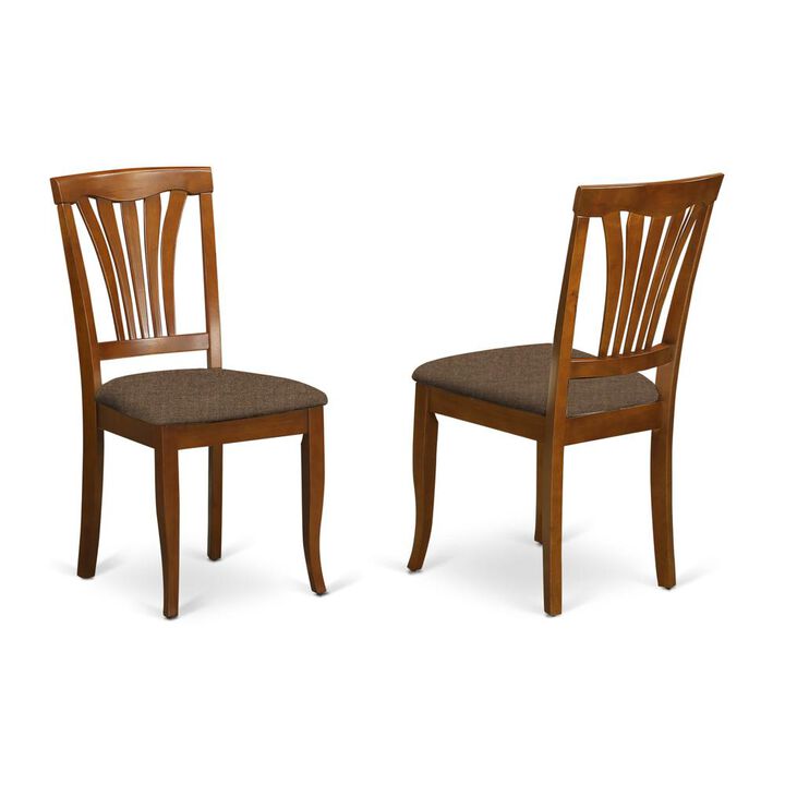 East West Furniture AVC-SBR-C Avon Chair for dining room with Linen Fabric Seat - Saddle Brow Finish