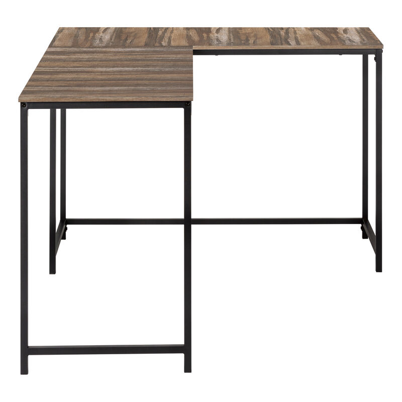 Monarch Specialties I 7391 Computer Desk, Home Office, Corner, 58"L, L Shape, Work, Laptop, Metal, Laminate, Brown, Black, Contemporary, Modern