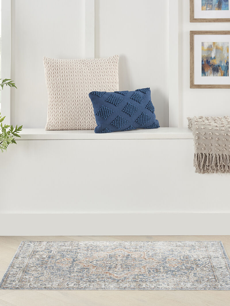 Astra Machine Washable ASW12 Denim/Multicolor 3'3" x 5' Rug