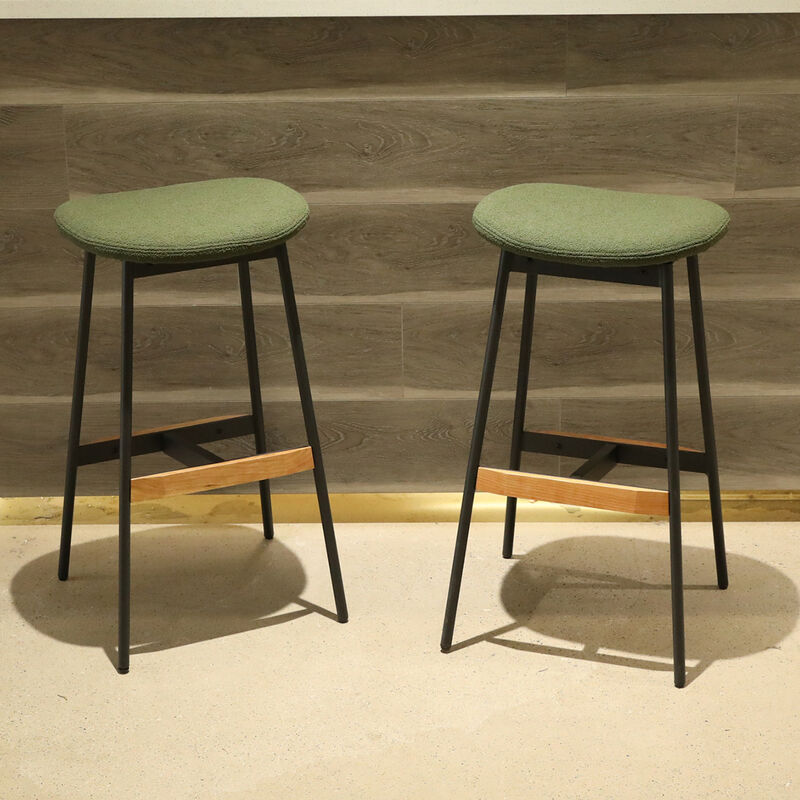 Stylish Modern Set of 2 Upholstered Bar Stools