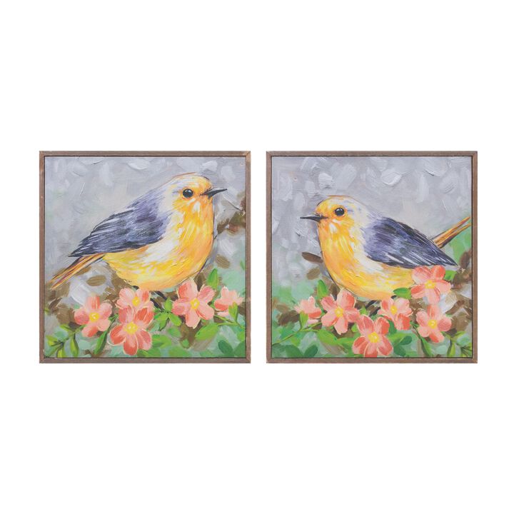 Set of 4 Bird Blocks for Charming Home Décor and Nature-Inspired Accent